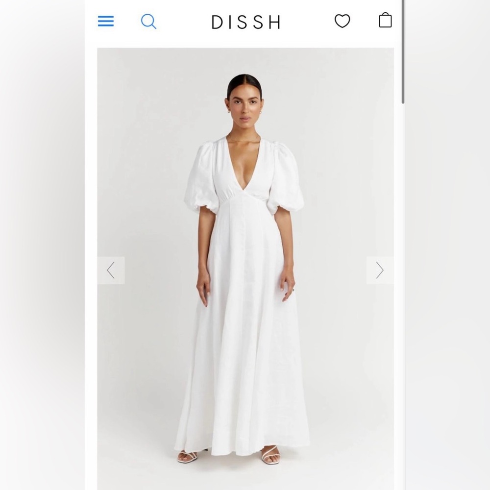 DISSH Aisle White Linen Backless Long Dress